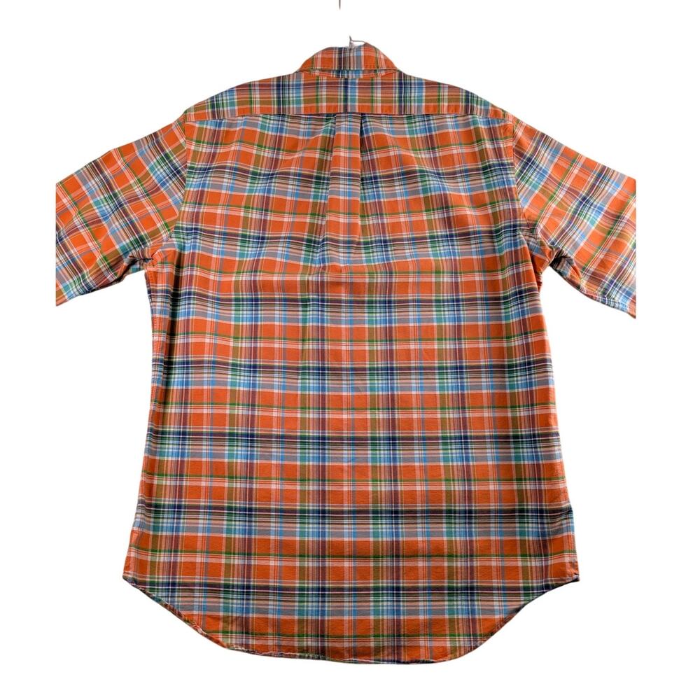 Ralph Lauren Orange Plaid Mens Medium Flesh Pony Button‎ Down Long Sleeve Shirt - Picture 2 of 9